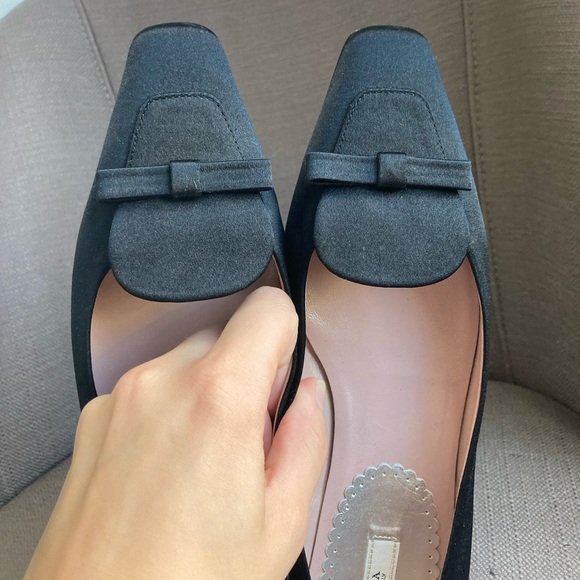 Prada Ballet Black Bow Flats 37 - Picture 6 of 14